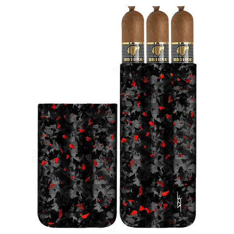 3 Tube Flake Forged Carbon Fiber Cigar Case