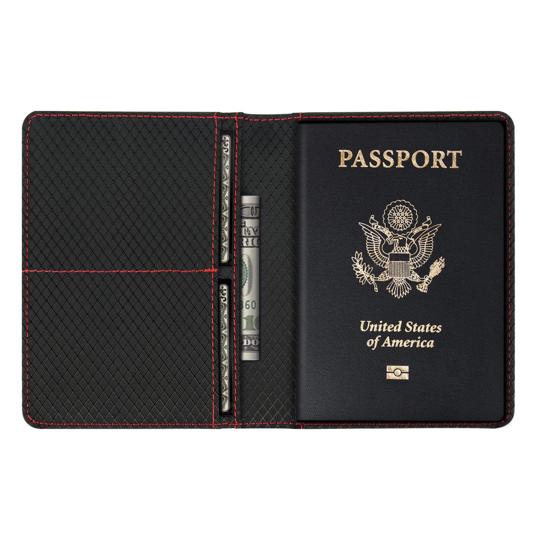 Alcantara & Real Carbon Fiber Passport Holder (Red Stitching)