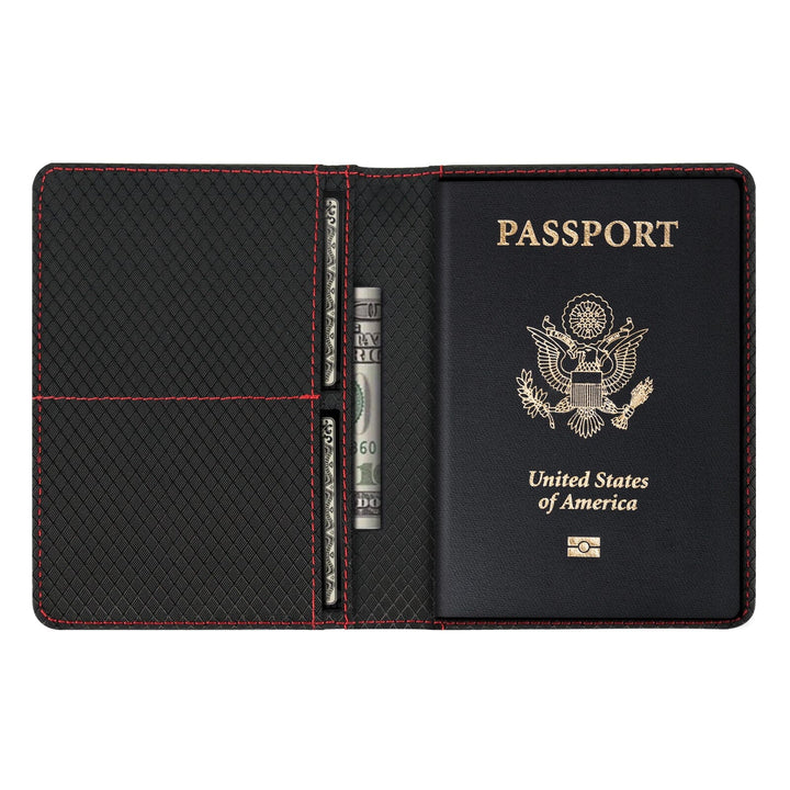 Alcantara & Real Carbon Fiber Passport Holder (Red Stitching)