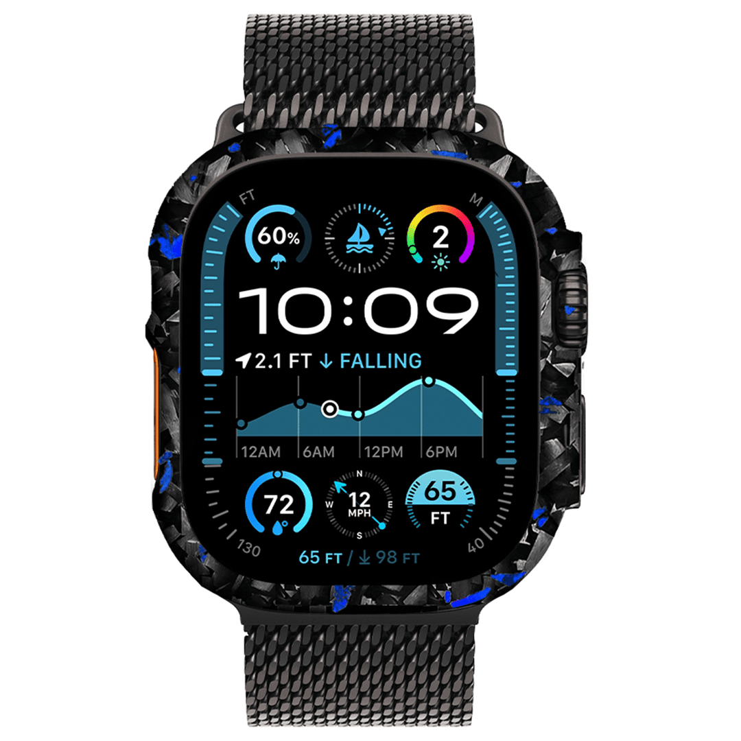 Apple Watch Blue Flake Real Forged Carbon Fiber Case