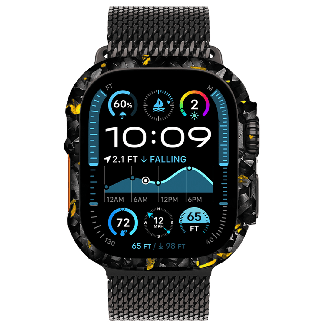 Apple Watch Gold Flake Real Forged Carbon Fiber Case