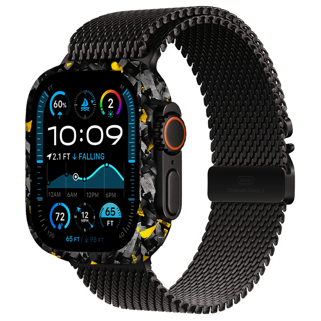 Apple Watch Gold Flake Real Forged Carbon Fiber Case