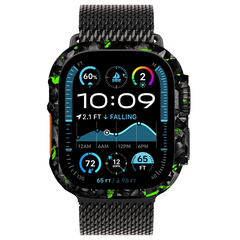 Apple Watch Green Flake Real Forged Carbon Fiber Case