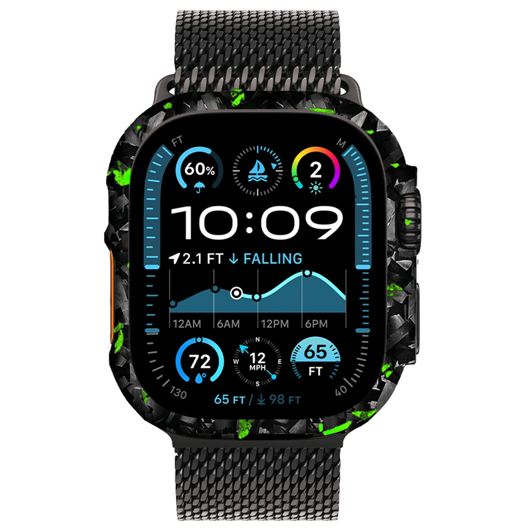 Apple Watch Green Flake Real Forged Carbon Fiber Case