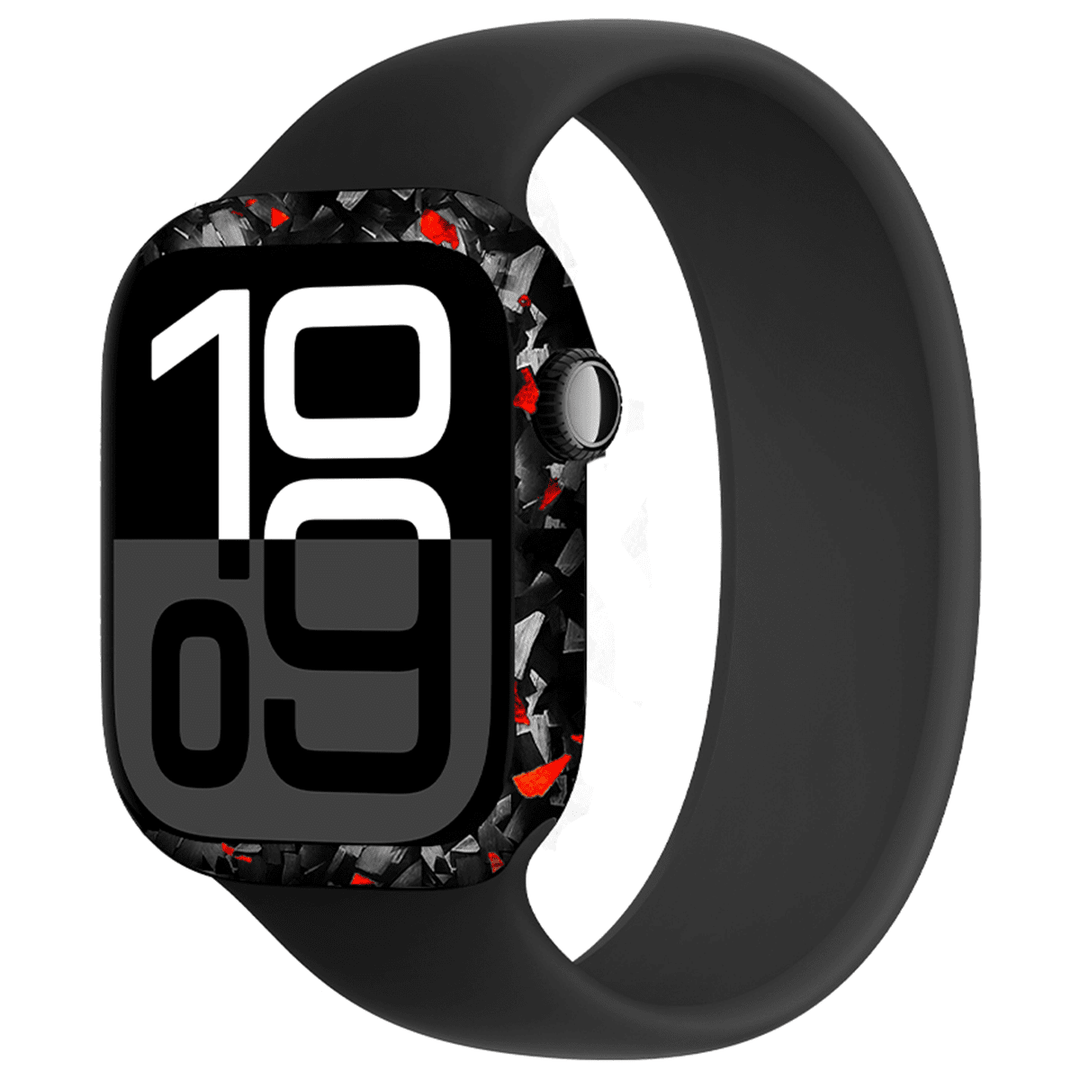 Apple Watch Red Flake Real Forged Carbon Fiber Case