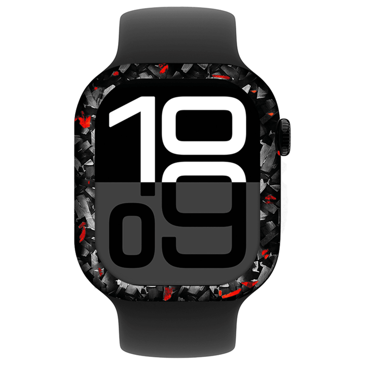 Apple Watch Red Flake Real Forged Carbon Fiber Case