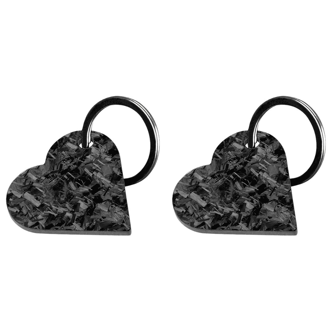 Forged Carbon Fiber Heart Shaped Keychain (2 Pack)