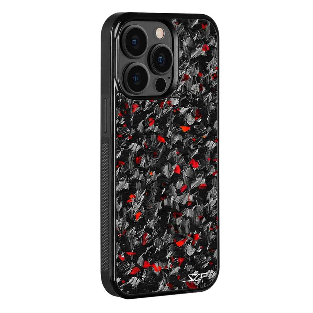 iPhone 13 Pro Real Red Flake Forged Carbon Fiber Phone Case | CLASSIC Series