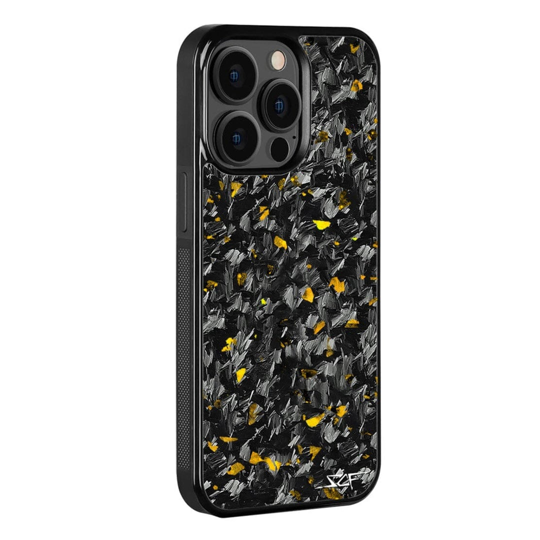 iPhone 14 Pro Max Real Gold Flake Forged Carbon Fiber Phone Case | CLASSIC Series
