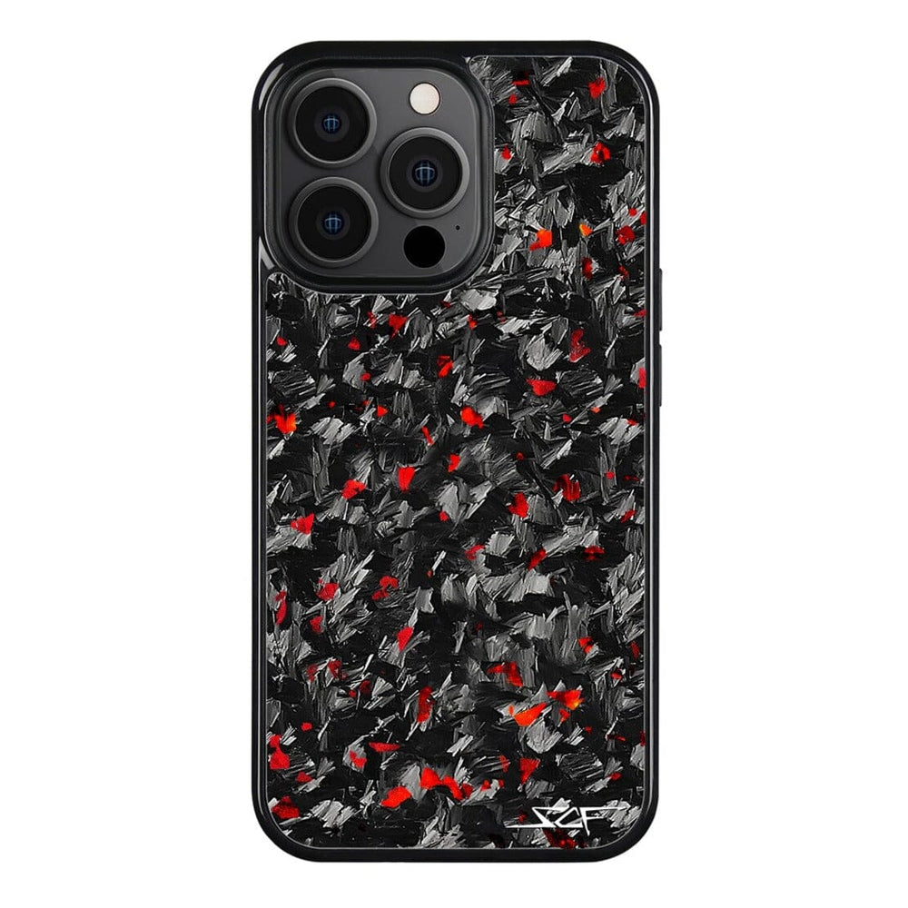 iPhone 14 Pro Max Real Red Flake Forged Carbon Fiber Phone Case | CLASSIC Series