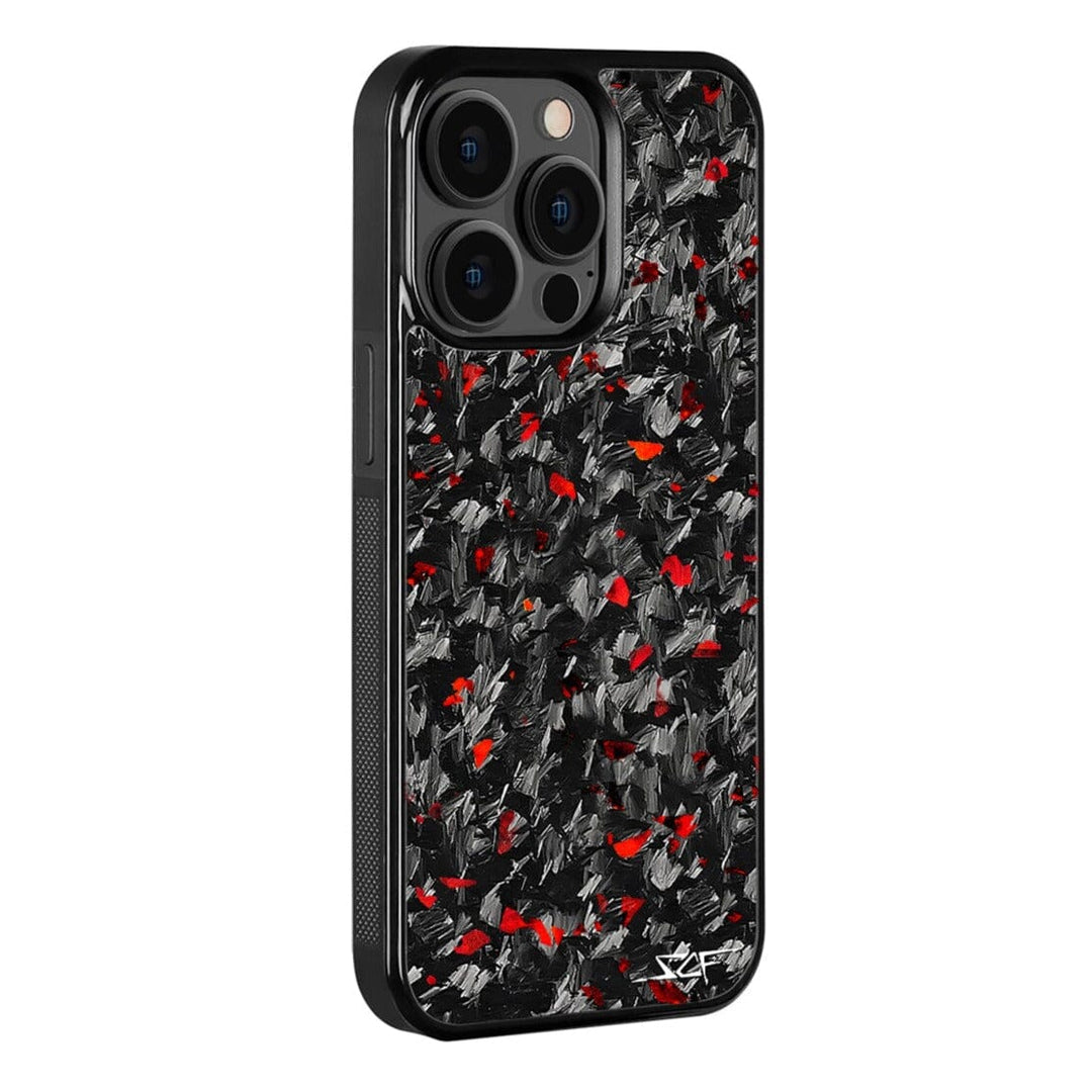 iPhone 14 Pro Max Real Red Flake Forged Carbon Fiber Phone Case | CLASSIC Series