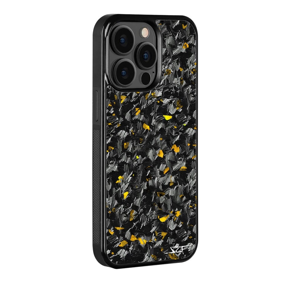 iPhone 14 Pro Real Gold Flake Forged Carbon Fiber Phone Case | CLASSIC Series