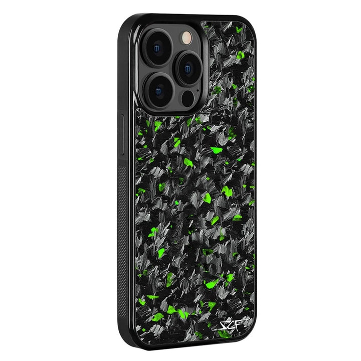 iPhone 14 Pro Real Green Flake Forged Carbon Fiber Phone Case | CLASSIC Series