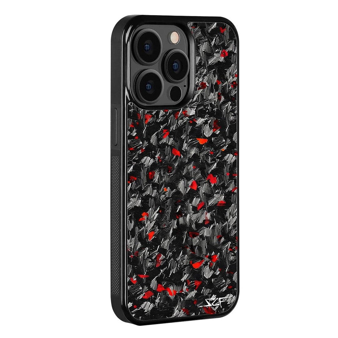 iPhone 14 Pro Real Red Flake Forged Carbon Fiber Phone Case | CLASSIC Series