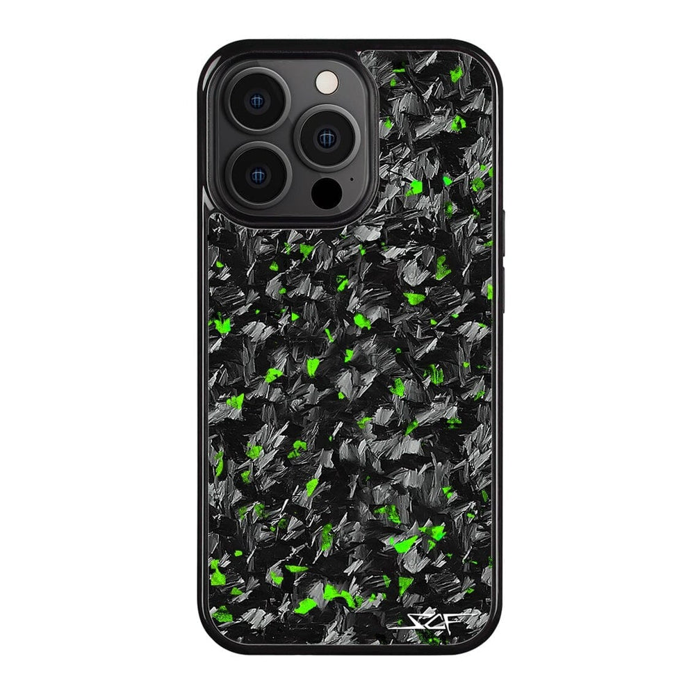 iPhone 15 Pro Max Green Flake Real Carbon Fiber Phone Case CL