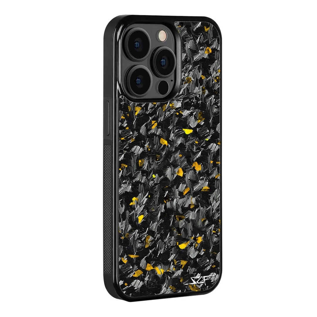 iPhone 15 Pro Real Gold Flake Forged Carbon Fiber Phone Case | CLASSIC Series