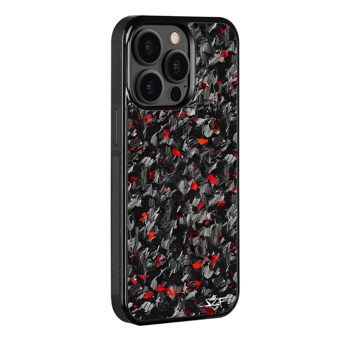 iPhone 15 Pro Real Red Flake Forged Carbon Fiber Phone Case | CLASSIC Series