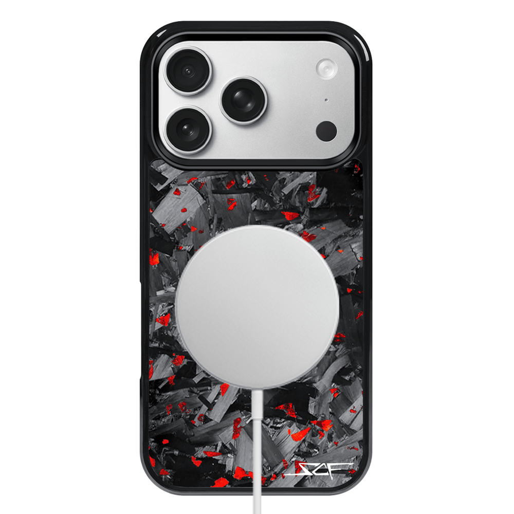 iPhone | Red Flake Real Forged Chunk Carbon Fiber Phone Case | CLASSIC Series