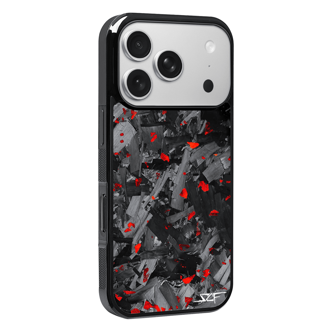 iPhone | Red Flake Real Forged Chunk Carbon Fiber Phone Case | CLASSIC Series