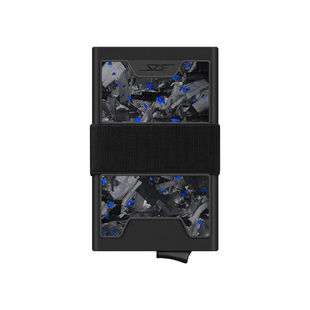 Pro Carbon Fiber Pop-Up Wallet - Blue Flake Forged Chunk