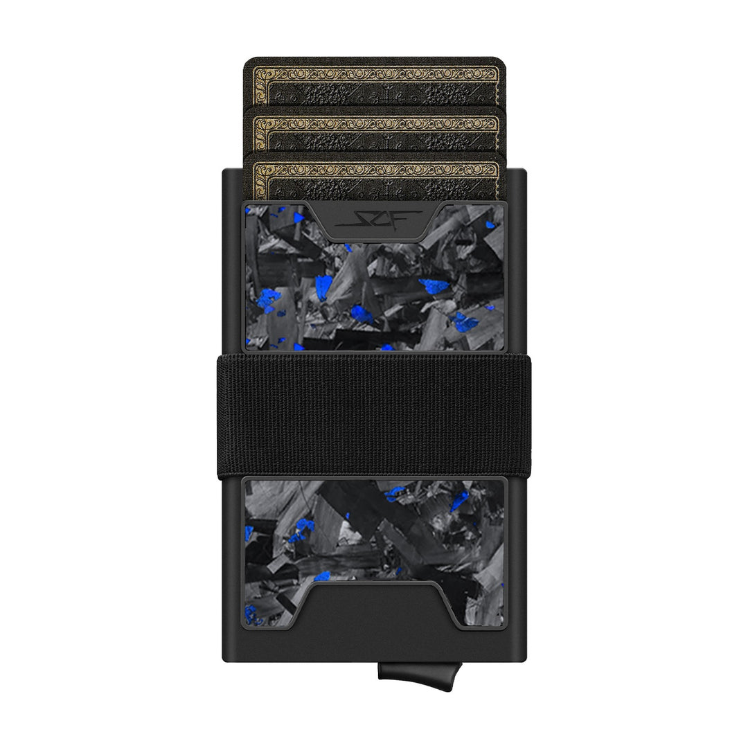 Pro Carbon Fiber Pop-Up Wallet - Blue Flake Forged Chunk