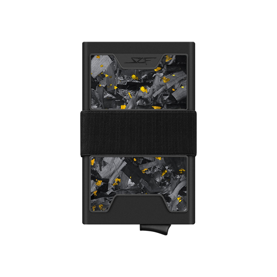 Pro Carbon Fiber Pop-Up Wallet - Gold Flake Forged Chunk