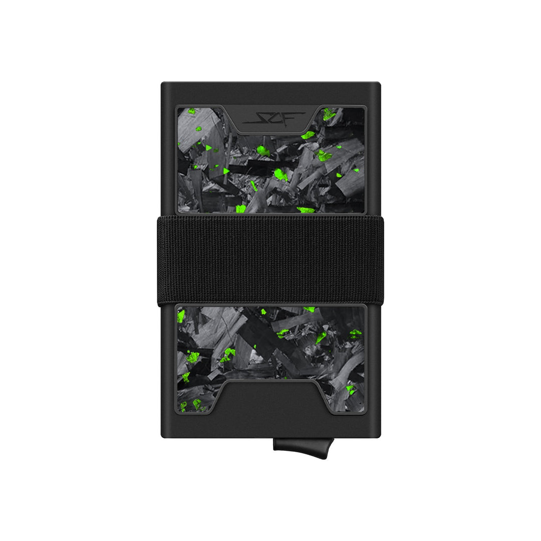 Pro Carbon Fiber Pop-Up Wallet - Green Flake Forged Chunk