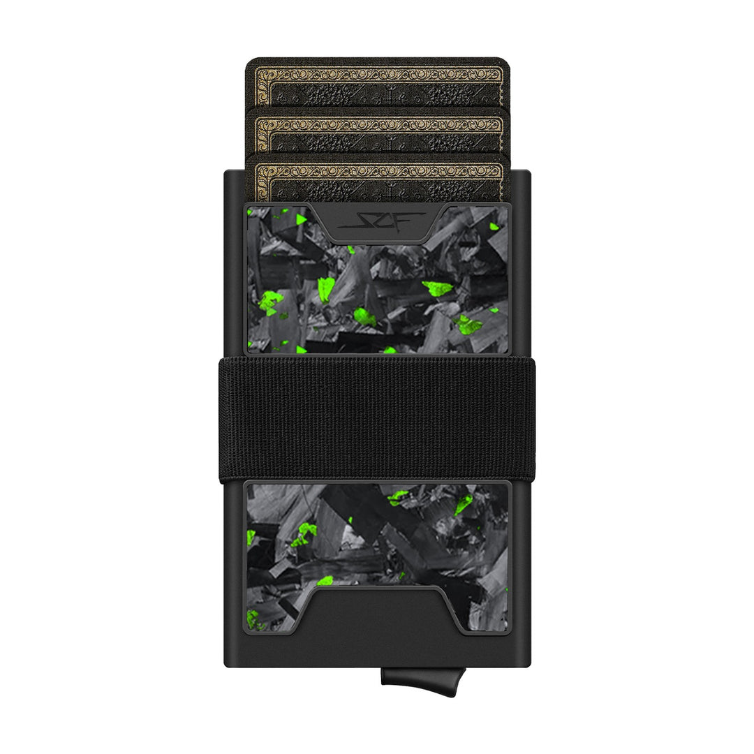 Pro Carbon Fiber Pop-Up Wallet - Green Flake Forged Chunk