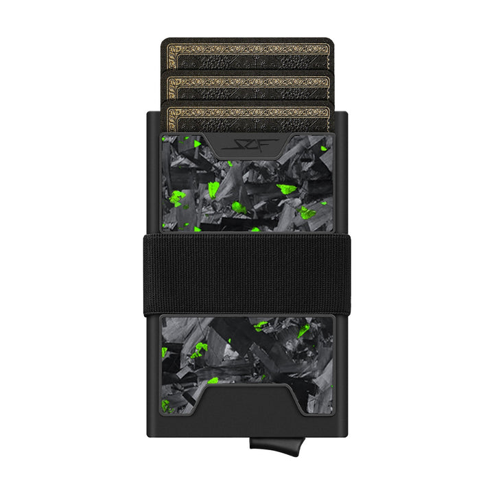 Pro Carbon Fiber Pop-Up Wallet - Green Flake Forged Chunk