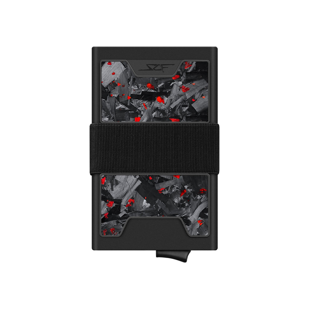 Pro Carbon Fiber Pop-Up Wallet - Red Flake Forged Chunk