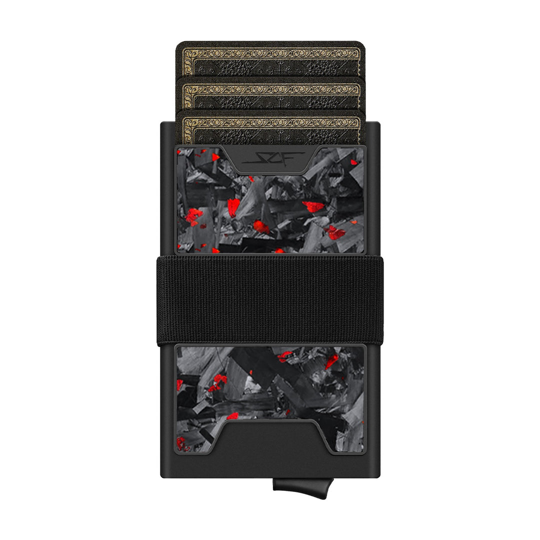 Pro Carbon Fiber Pop-Up Wallet - Red Flake Forged Chunk