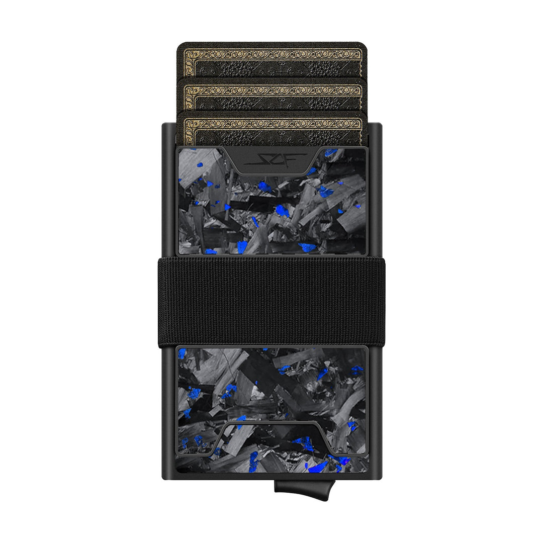 Carbon Fiber Pop Up Wallet | ULTRA Series - Blue Flake Forged Chunk