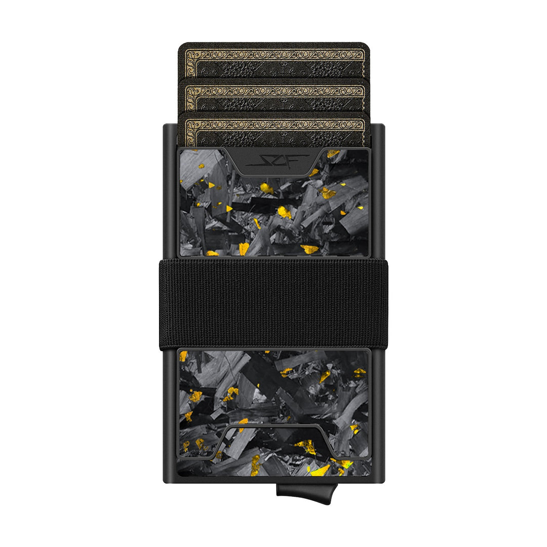 Carbon Fiber Pop Up Wallet | ULTRA Series - Gold Flake Forged Chunk