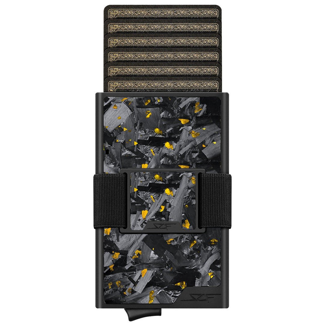Carbon Fiber Pop Up Wallet | ULTRA Series - Gold Flake Forged Chunk