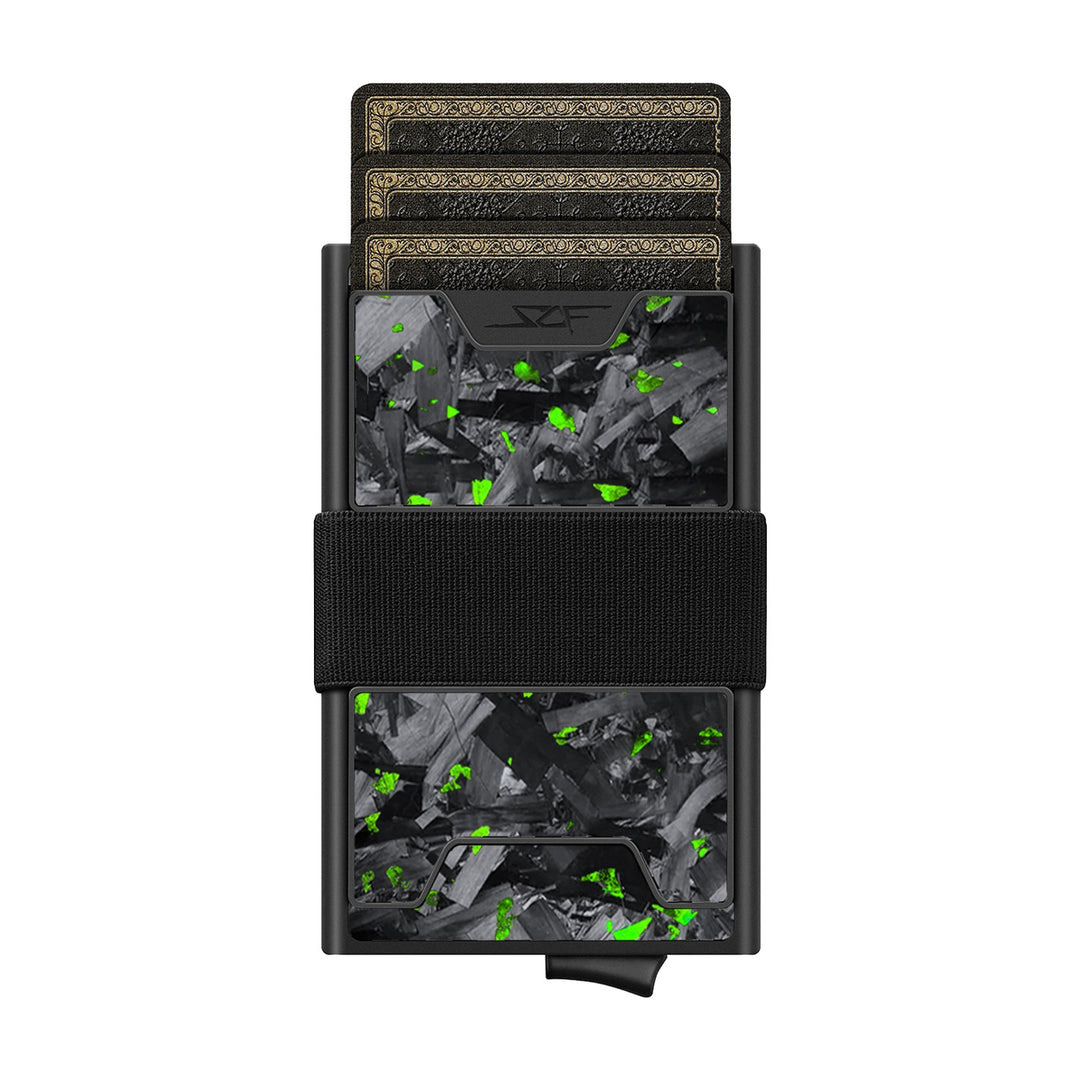 Carbon Fiber Pop Up Wallet | ULTRA Series - Green Flake Forged Chunk
