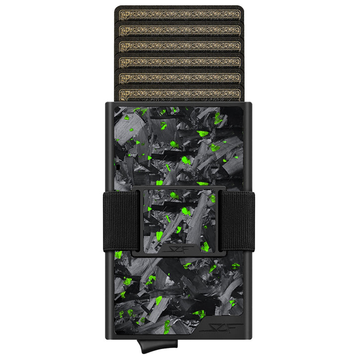 Carbon Fiber Pop Up Wallet | ULTRA Series - Green Flake Forged Chunk