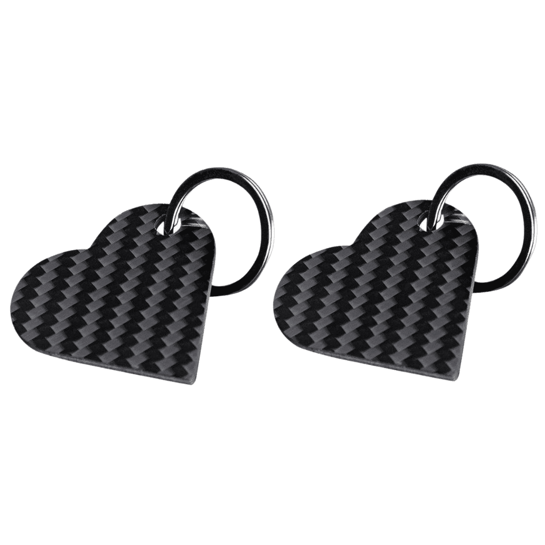 Real Carbon Fiber Heart Shaped Keychain (2 Pack)