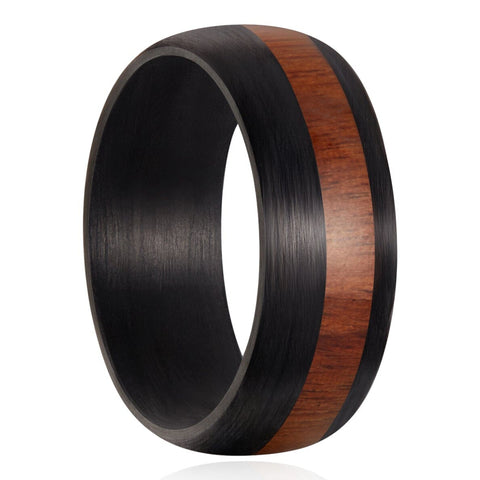 Real Forged Carbon Fiber Ring | Koa Wood Inlay | Slate Series