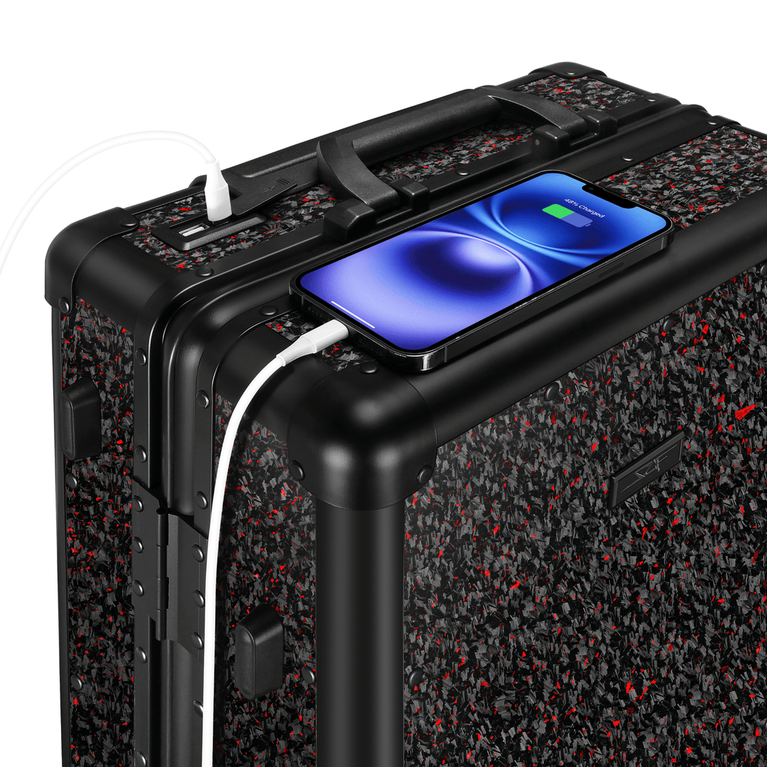 Red Flake Forged Carbon Fiber Carry-On Luggage | Classic Series