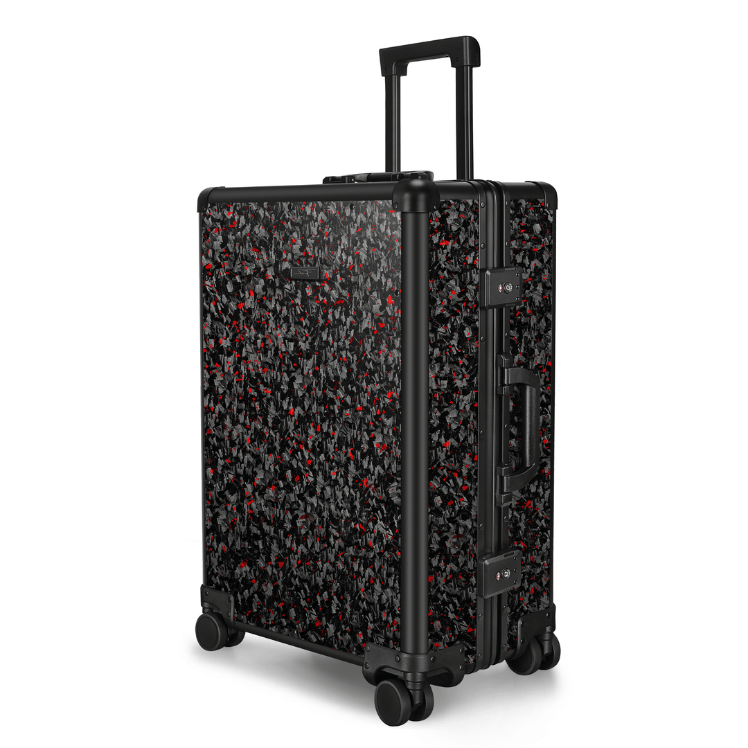 Red Flake Forged Carbon Fiber Check-In Luggage | Classic Series