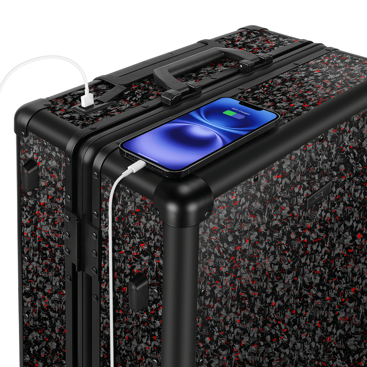 Red Flake Forged Carbon Fiber Check-In Luggage | Classic Series