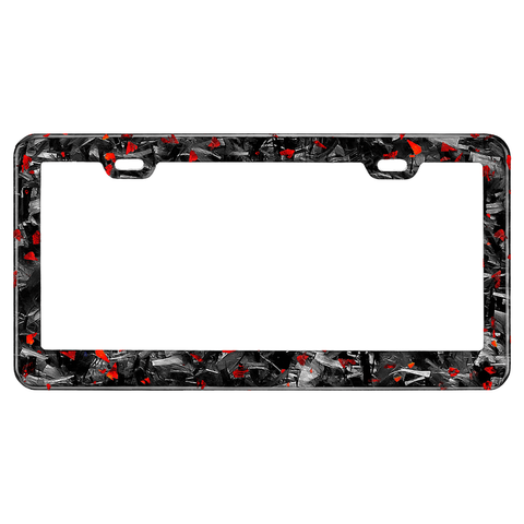 Red Flake Real Forged Carbon Fiber License Plate Frame